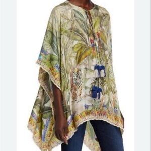 Johnny Was Tropical Jungle Print Kaftan Top